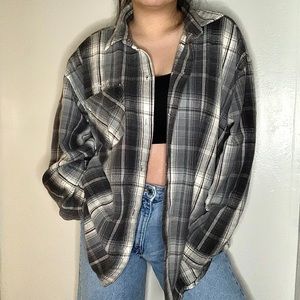 Vintage Plaid Flannel with Leather Patches